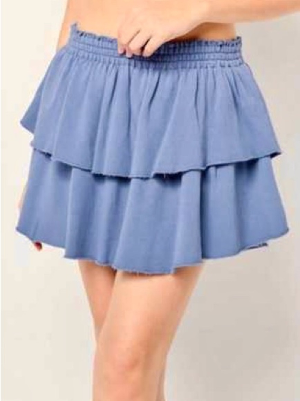 Aerie Blue Tiered Ruffle Mini Skirt Elastic Waist XXS